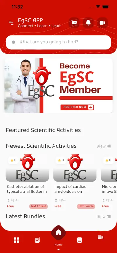 EgSC app home screen, from its App Store listing